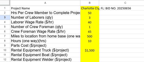 Spreadsheet screenshot